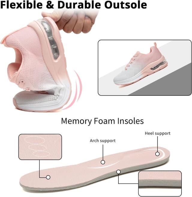 Detalle 2 de Womens Athletic Running Trainers – Breathable Lightweight Walking Shoes with Air Cushion