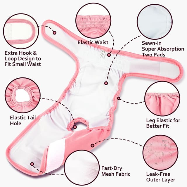 Detalle 2 de Dono Reusable Dog Nappies Female for Season (4 Pack) — Washable Heat & Incontinence Pants, XS–XL