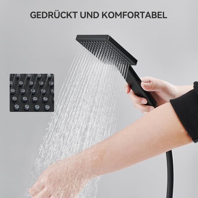 Detalle 2 de Auralum Auralum Duscharmatur Schwarz Thermostatset