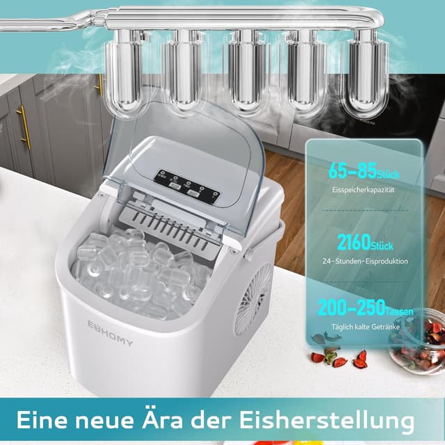 Thumbnail 2 de EUHOMY Eiswürfelmaschine 9 Würfel in 6 Min Weiß