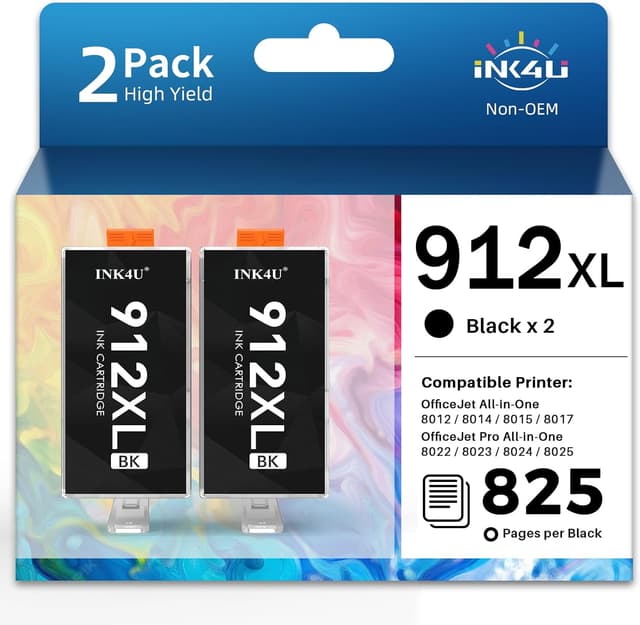 Detalle de INK4U 912XL Nero per HP, 2 cartucce