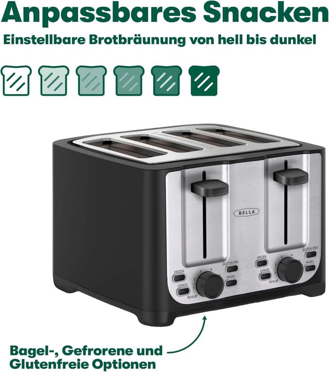 Thumbnail 4 de BELLA Tostadora 4 Rebanadas 🥪 Apagado Automático y Funciones