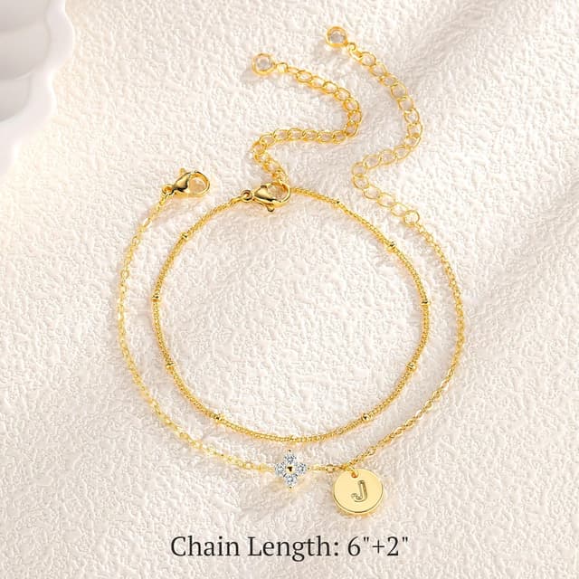 Thumbnail 6 de TINGN Armband Damen (14K Gold vergoldet) mit Initialen A–Z, CZ & vierblättrigem Kleeblatt – personalisierbares Geschenk