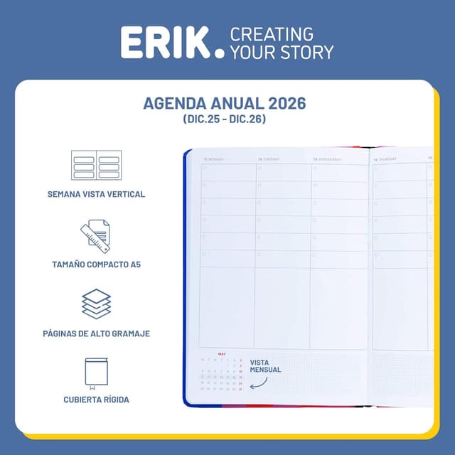 Thumbnail 1 de Grupo Erik Agenda 2026 Semana Vista Vertical A5 2026 🗓