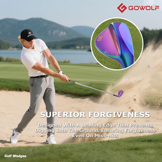 Detalle de Gowolf Forged CNC-Milled Golf Wedges (50–60 plus 69) — Right-Hand Full-Face Spin Control
