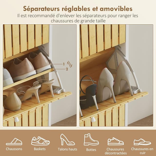 Thumbnail 4 de HOMCOM Meuble à Chaussures 18 Paires 60x24x118cm