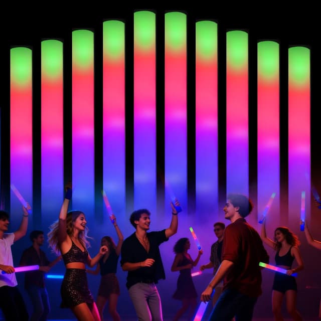 Detalle de Blu7ive 20-Pack LED Foam Glow Sticks (3 Light Modes) for Parties, Concerts & More