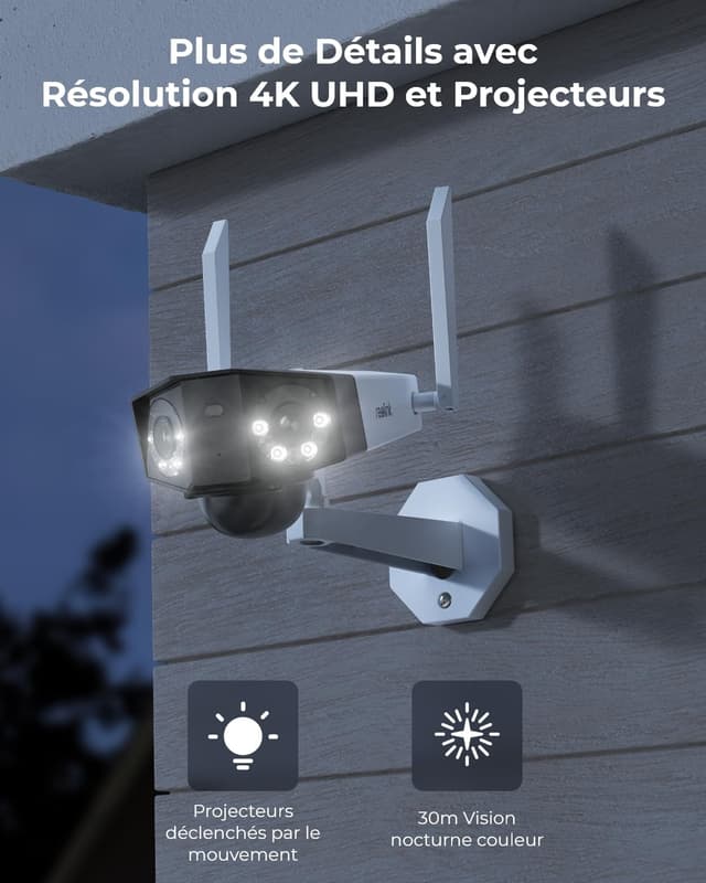 Thumbnail 2 de Reolink Caméra de surveillance solaire 4K 8MP Duo 180° WiFi 2,4/5 GHz — vision nocturne couleur et audio bidirectionnel