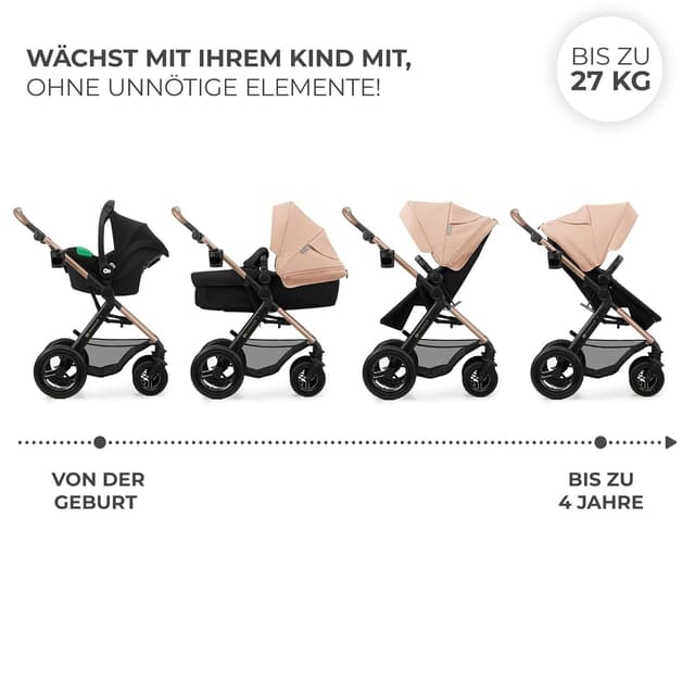 Thumbnail 3 de Kinderkraft MOOV2 AIR Kinderwagen-Set 3 in 1 (bis 22 kg) mit Sitz I-SIZE & Buggy-Funktion – Beige