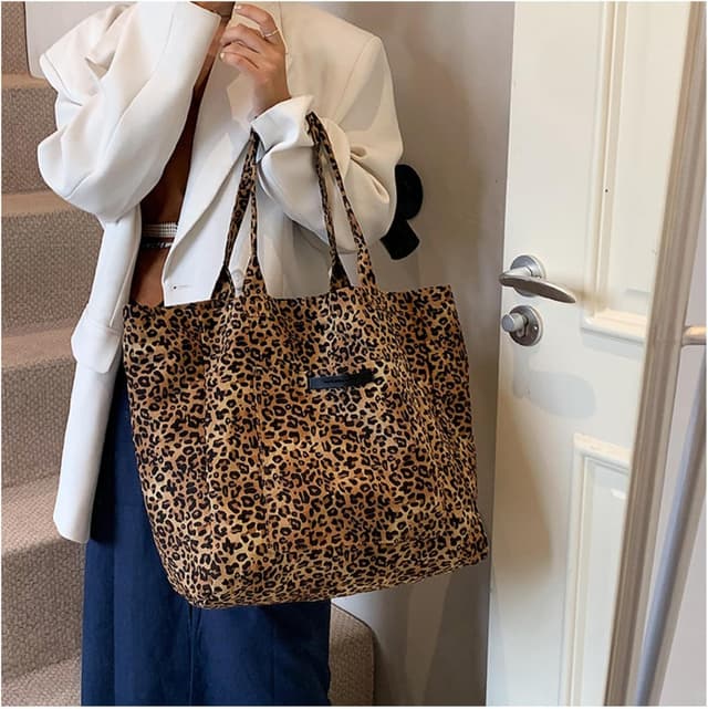 Thumbnail 2 de LOTEZAVA Leopardenmuster Große Canvas Tote