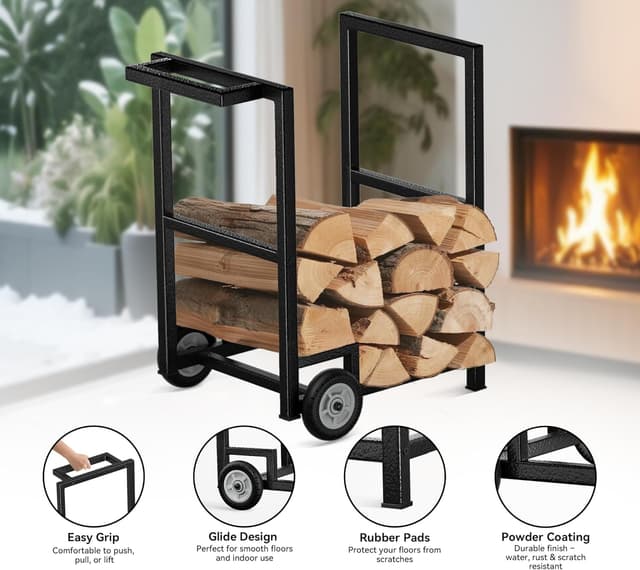 Thumbnail 4 de HFHOME Log Store Indoors 2‑Tier 78 x 46 cm