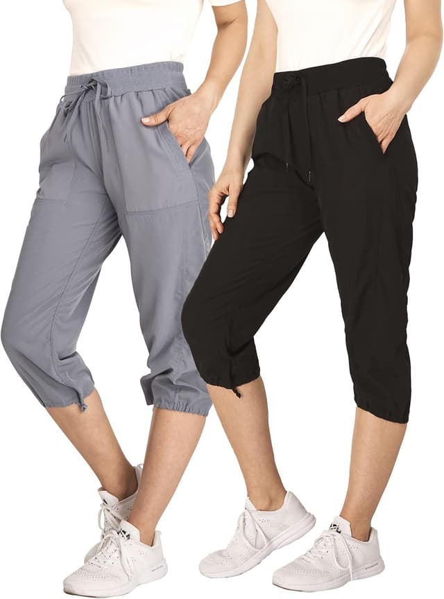 Detalle de Ultra Performance Women’s Ultra Performance Capri Pants (2-Pack) with Cargo Pockets, Stretch & Moisture-Wicking (Plus Size Available)