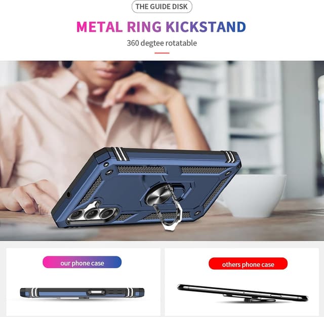 Thumbnail 6 de LeYi Samsung Galaxy A16 4G/5G Case with Ring Holder & Dual Protection (Blue)