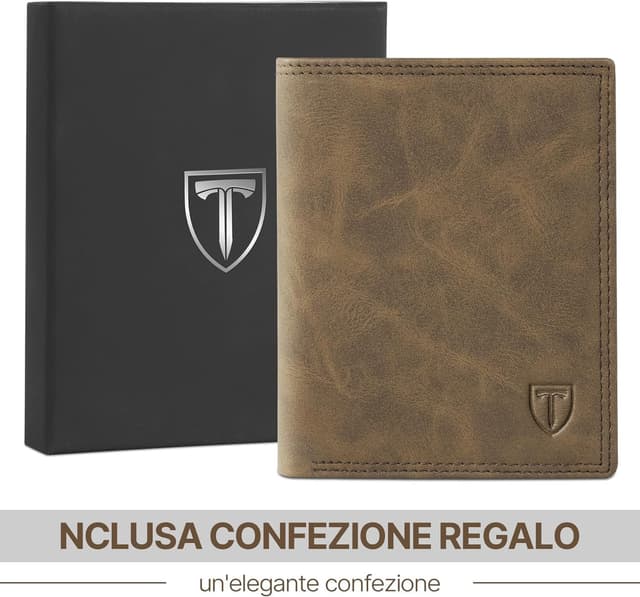 Thumbnail 6 de TENBST portafoglio uomo RFID in pelle con 13 porta carte, finestra ID e portamonete