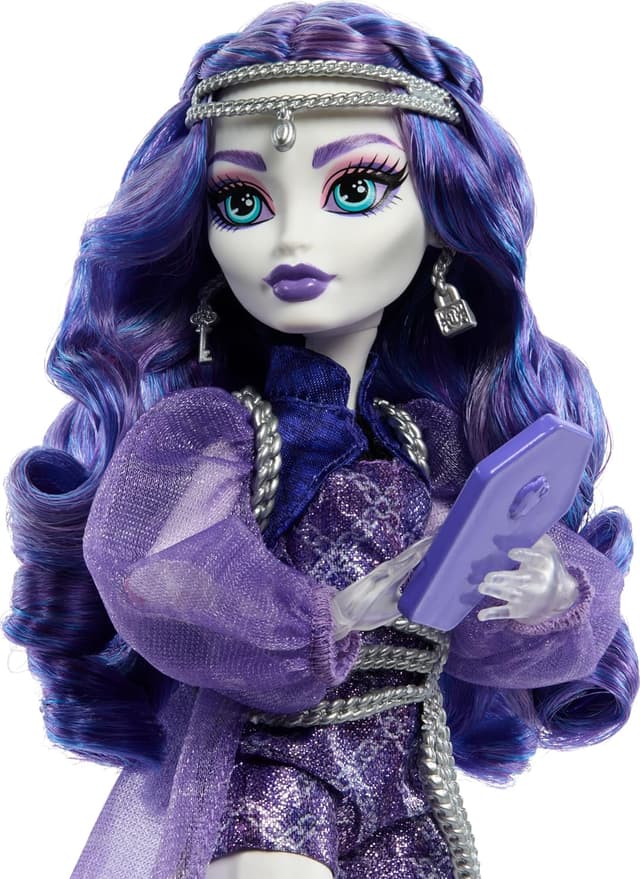 Detalle de Monster High Spectra Vondergeist Puppe HXH77 mit Frettchen Rhuen und Zubehör