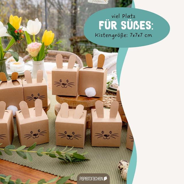 Thumbnail 3 de Papierdrachen 12 Osterhasenboxen naturbraun