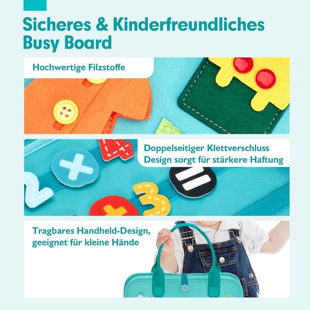 Thumbnail 5 de Hahaland Montessori Busy Board – Activity Board mit 15 Aktivitäten