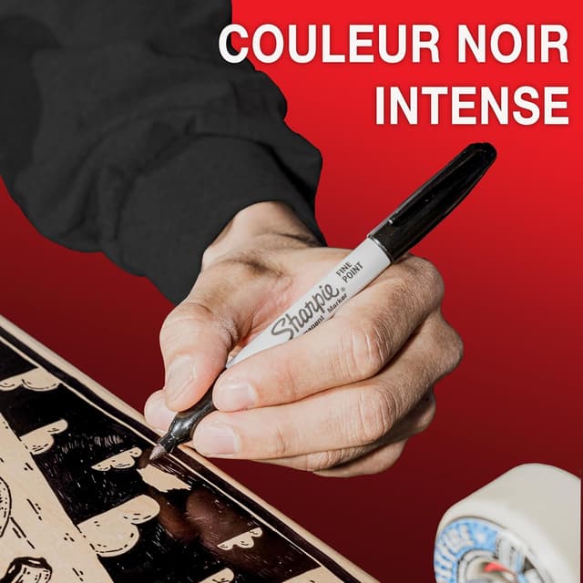 Thumbnail 2 de Sharpie marqueurs indélébiles noir pointe fine 12