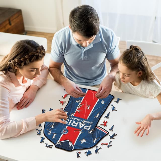 Detalle de Iconic Puzzles PSG Maillot (taille S) – puzzle en bois officiel, 150 pièces