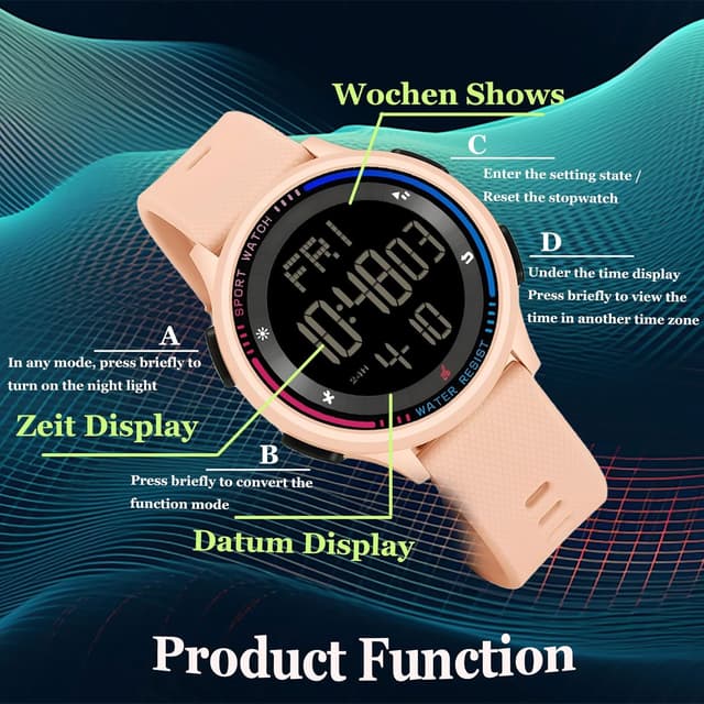 Thumbnail 6 de findtime Digital Damenuhr 13 mm 5ATM