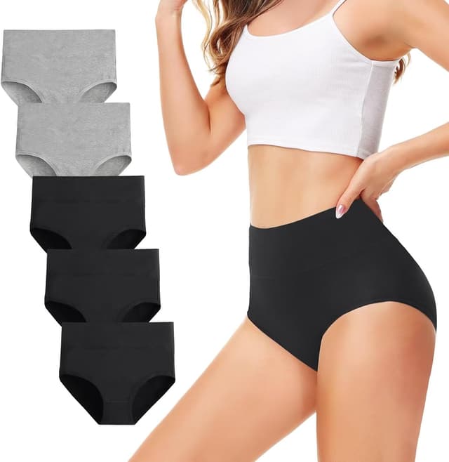 Detalle de TUUHAW High Waisted Cotton Knickers (5 Pack) for Women – Soft Full Briefs
