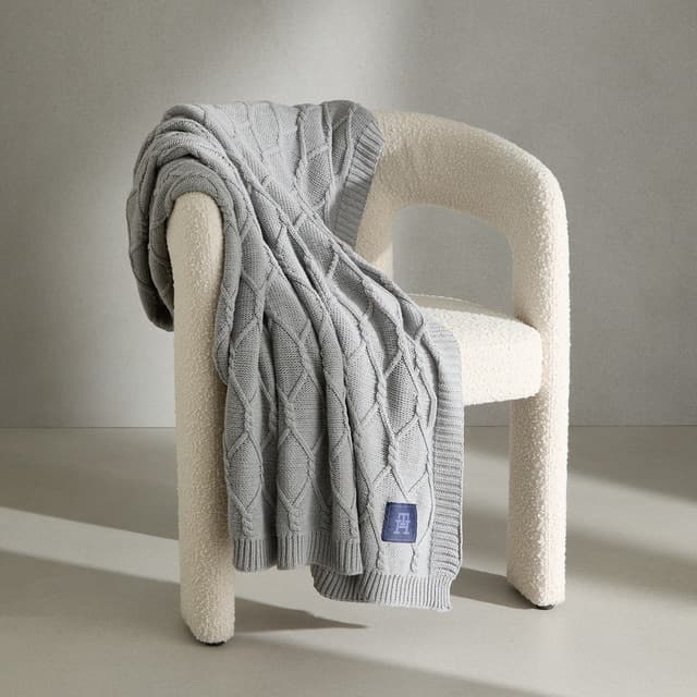 Imagen de Tommy Hilfiger Manta decorativa algodón orgánico 🛋️ en OfertitasTOP