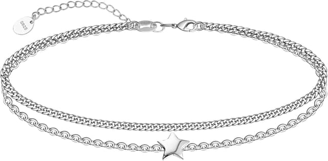 Detalle de CHIC & ARTSY Damen Fußkettchen Armband aus 925 Sterling Silber – verstellbar, Geschenkbox