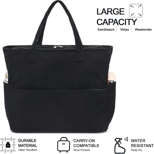 Detalle de LEDAOU große Strandtasche mit Reißverschluss, wasserdichtes Nassfach & 45 l – Shopper/Umhängetasche für Pool, Fitness und Reise