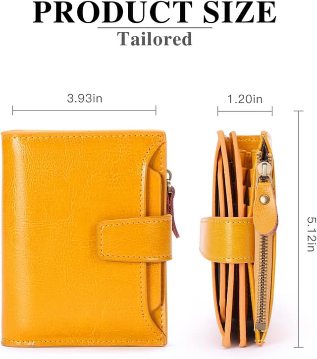 Detalle de SENDEFN Women’s RFID Blocking Leather Small Compact Bi-fold Wallet with ID Window (13 x 10 x 3 cm)