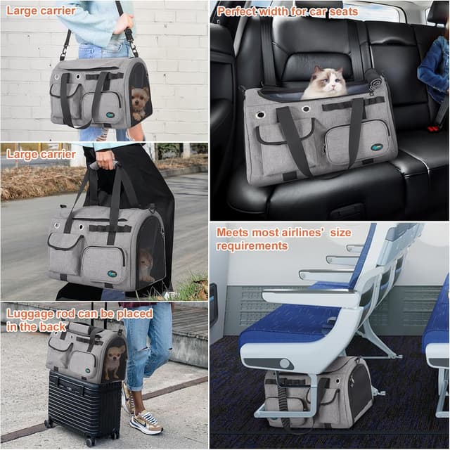 Detalle de Ownpets Large Cat Carrier for 2 Cats & Small Dogs (45x30x31cm) with Metal Frame
