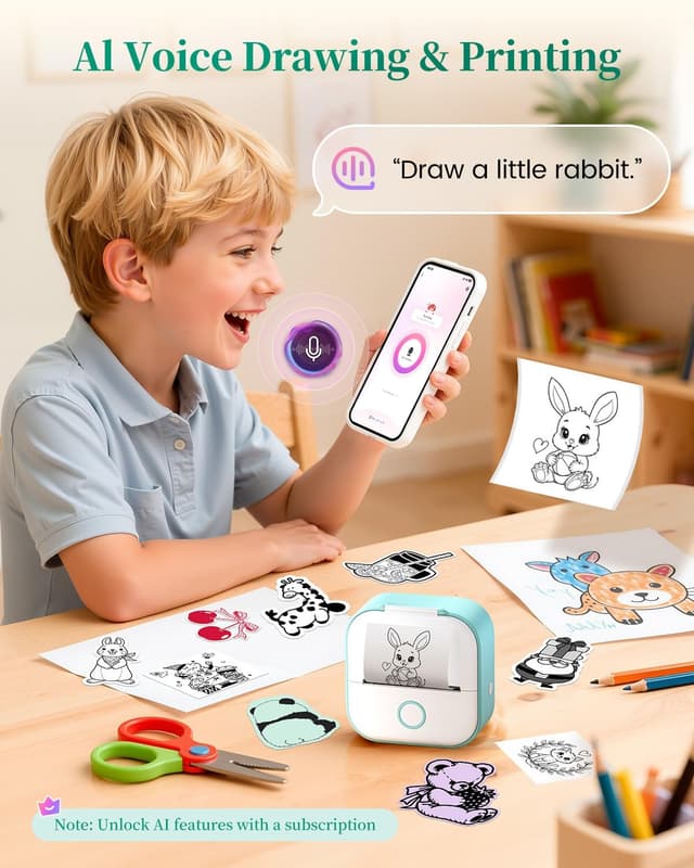 Detalle 2 de T02 Mini Drucker Thermodrucker 3,39×3,39×1,42 Zoll