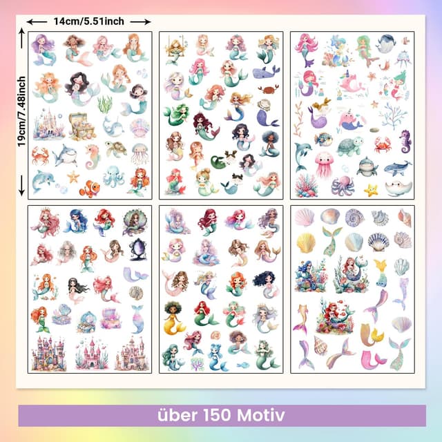 Thumbnail 3 de Hongma Meerjungfrau Glitzer Sticker 6er Set