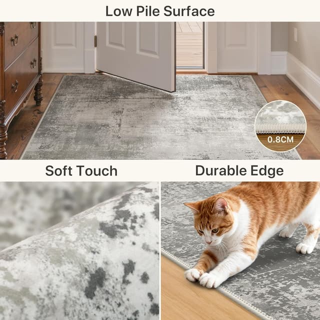 Detalle de BEIMO Tapis salon moderne double face 160x230 cm gris, lavable en machine