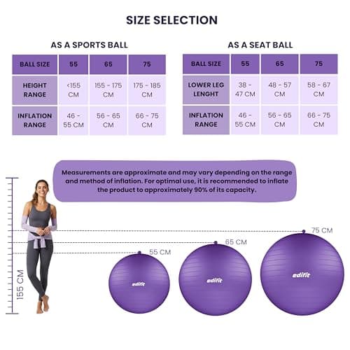 Thumbnail 2 de EDIFIT Pelota 65 cm Violeta para pilates