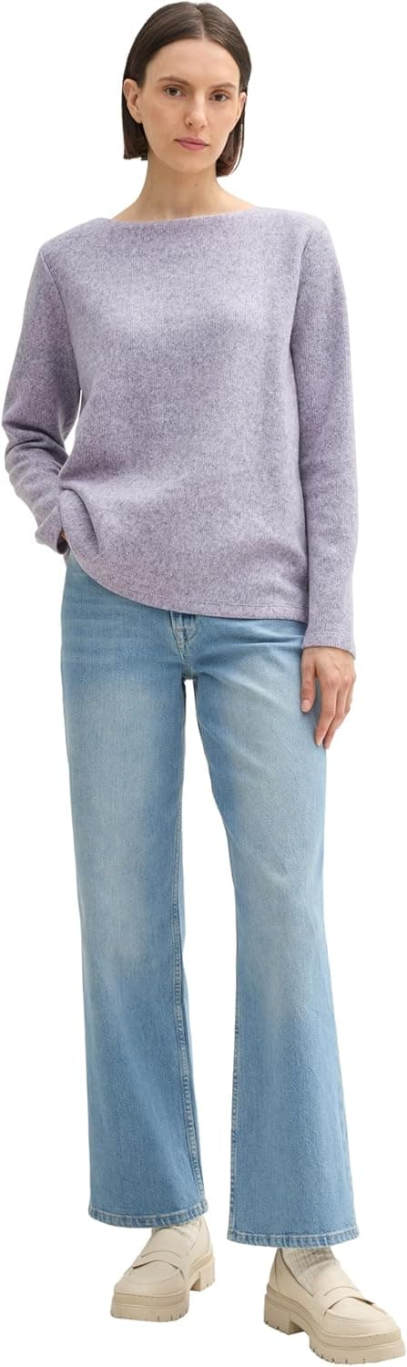 Detalle 2 de TOM TAILOR felpa plus size donna mélange con collo alto a maniche lunghe (confezione da 1)