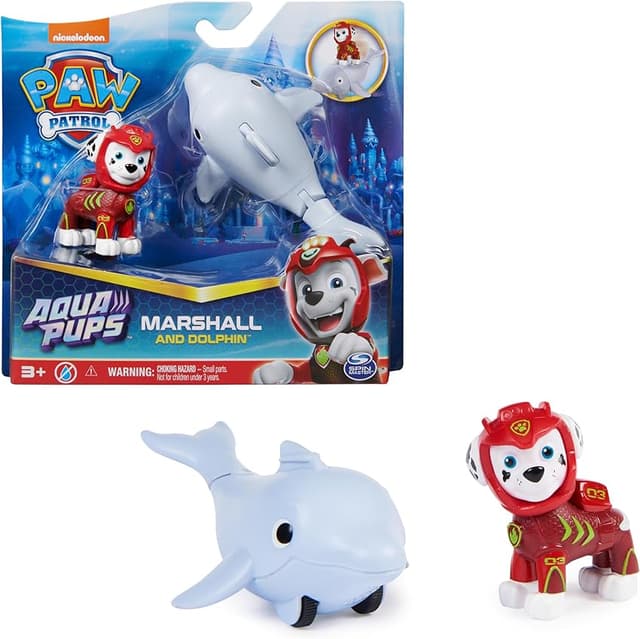 Detalle de Patrulla Canina - Figura Marshall y Delfín Aqua Pups 🐾