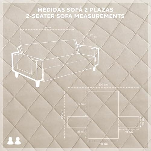 Thumbnail 2 de Textilhome Funda Protector Malu para Sofá 2 Plazas 🛋