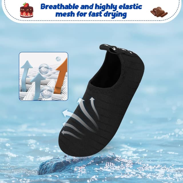 Detalle de WasserLves Kinder Badeschuhe Tw Schwarz – rutschfeste Wasserschuhe für Schwimmbad, Strand & Surfsport