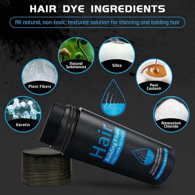 Detalle de ALIVER Hair Fibers for Thinning Hair (Extra Spray Applicator) — Black Hair Powder Bald Spot Cover Up