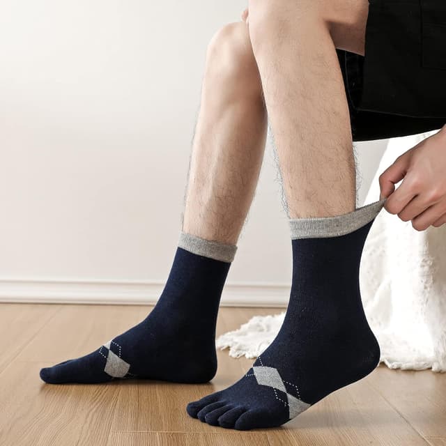 Detalle de PUTUO Chaussettes à 5 doigts pour homme en coton (EU 39-44) – lot 3/4/5 paires