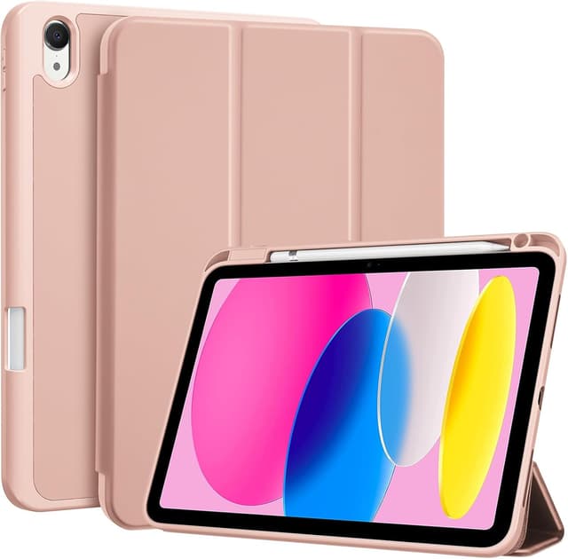 Detalle de ProCase Hülle für iPad 10. & 11. Generation (2022/2025) mit Stifthalter und Smart Cover – Rose Gold