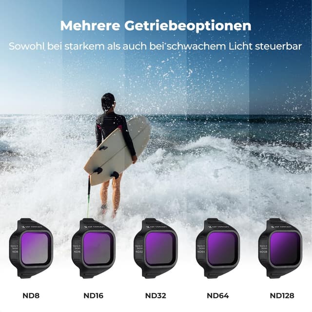 Detalle de K&F CONCEPT Mini 5 Pro ND-Filterset (CPL + ND8 bis ND128) für die DJI Mini 5 Pro – 6er-Pack