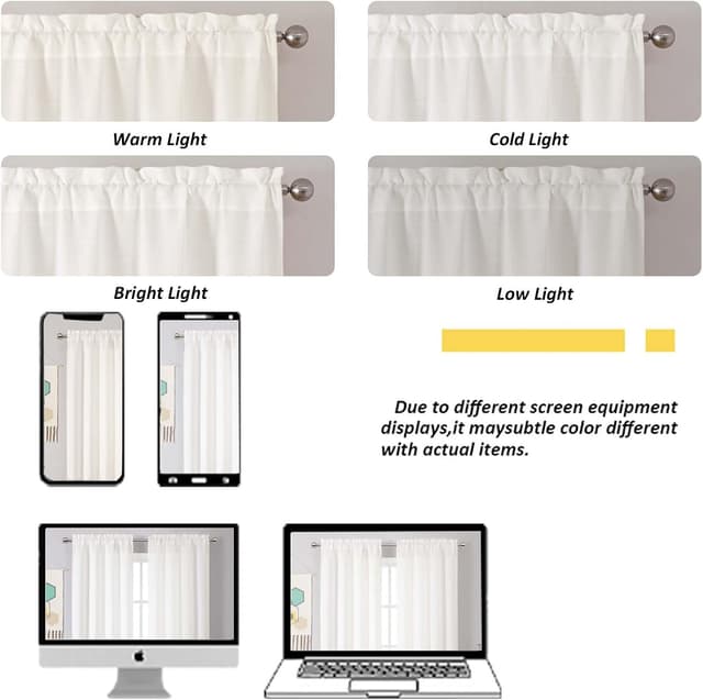 Detalle de Chyhomenyc Light Filtering Curtains, Faux Linen Textured 84" Length (2 Panels)