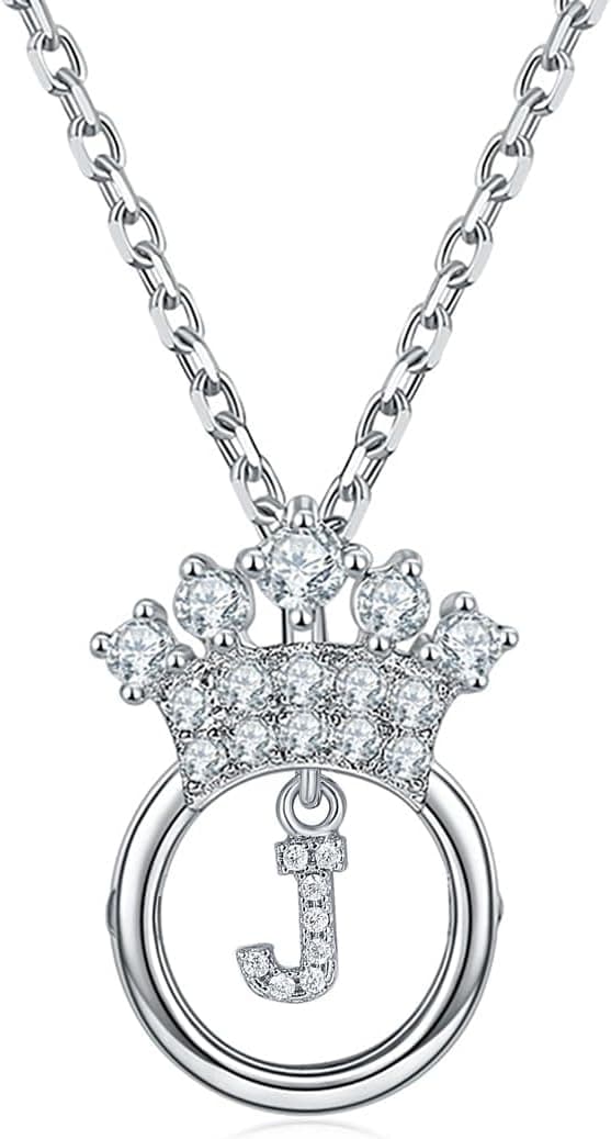 Detalle de Zelnff Kronen-Herz Halskette mit Initiale