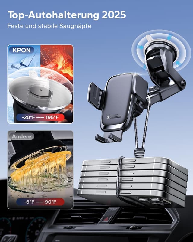 Thumbnail 4 de KPON 15W Qi Handyhalterung Auto mit Sauger