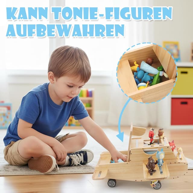 Detalle de Magnetisches Holzregal für Toniebox 2/1 & Tonies – Regal kompatibel (Wooden Flugzeug)
