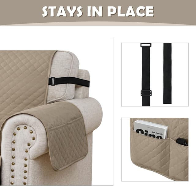 Detalle 2 de Lydevo copridivano impermeabile 4 posti con braccioli, trapuntato antigraffio