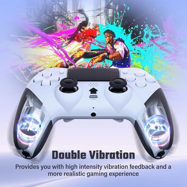 Detalle de LATEC Wireless-Controller für PS4: Bluetooth Gamepad mit 2 programmierbaren Tasten, Turbo & 3,5-mm-Audio