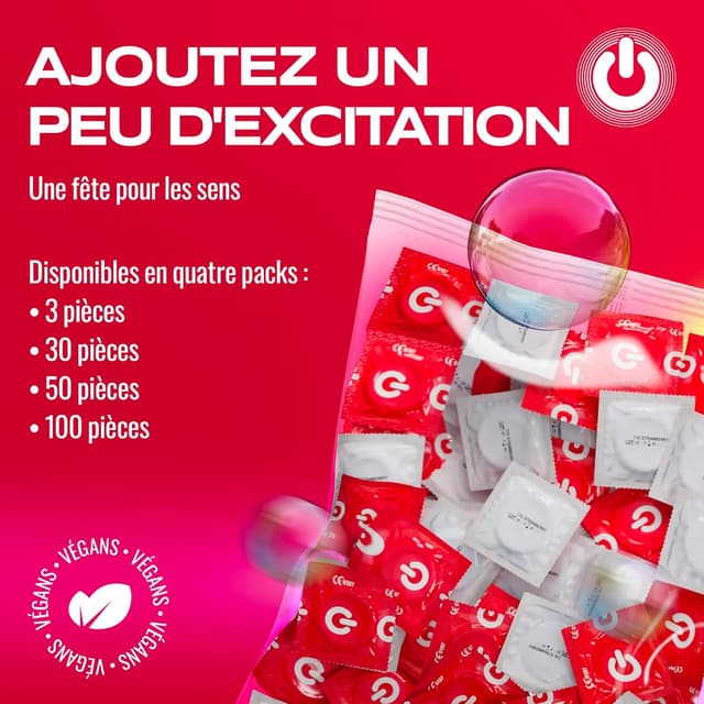 Detalle de ON) Préservatifs Super Fins 54 mm – pack de 100, ultra fins (0,055 mm) avec gel lubrifiant silicone