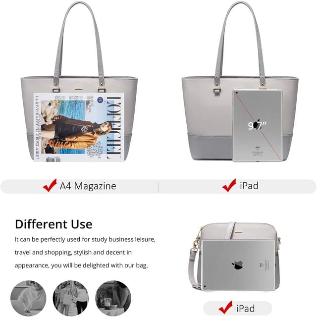 Detalle 2 de LOVEVOOK 3-teiliges Damen-Set Handtasche Shopper & Schultertasche mit Geldbörse (synthetisches Leder)